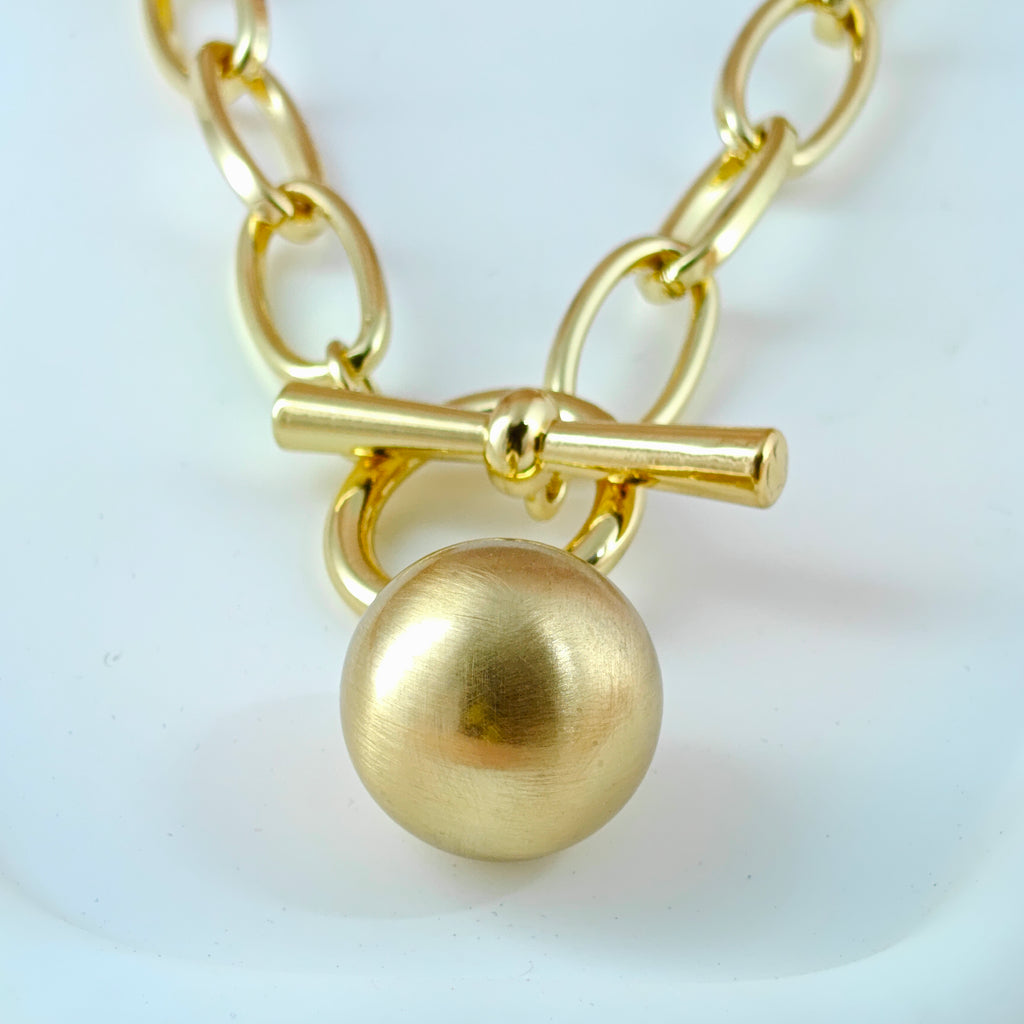 Bold Chain and Ball Toggle Necklace Anti-Tarnish Korean Jewelry