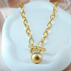 Bold Chain and Ball Toggle Necklace Anti-Tarnish Korean Jewelry