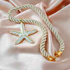 Unique White Enamel Starfish Charm Necklace Korean Anti-Tarnish Jewelry