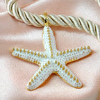 Unique White Enamel Starfish Charm Necklace Korean Anti-Tarnish Jewelry