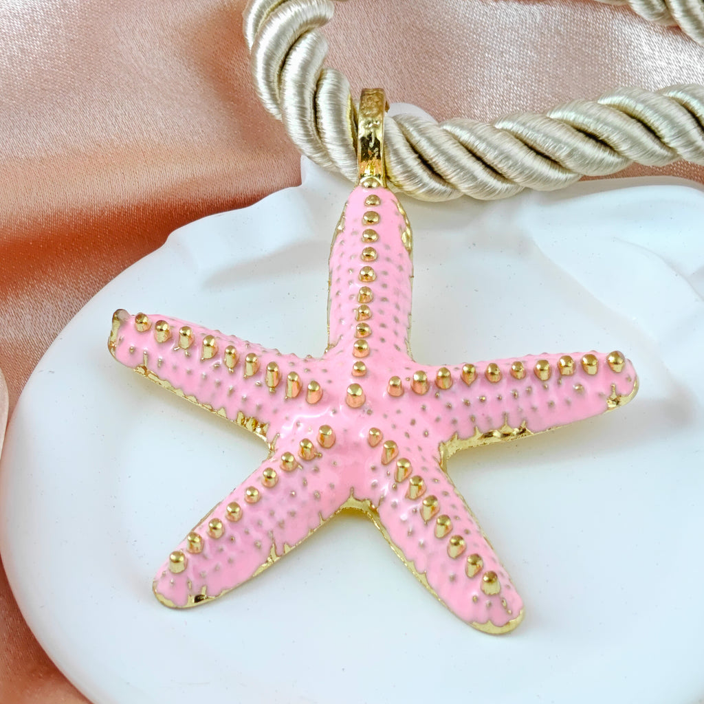 Beach Style pink Rope Chain Necklace Durable Anti-Tarnish Korean Jewelry