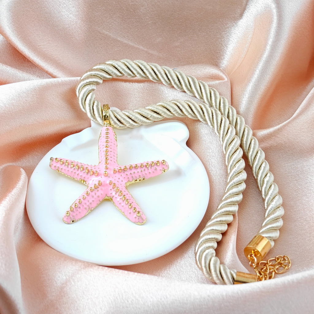 Beach Style pink Rope Chain Necklace Durable Anti-Tarnish Korean Jewelry