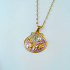 Chic Shell Pendant Necklace Anti-Tarnish Gold-Tone Korean Ocean Jewelry