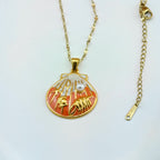 Chic Shell Pendant Necklace Anti-Tarnish Gold-Tone Korean Ocean Jewelry