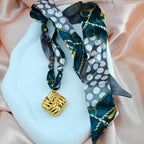 Bold Square Knot Charm Scarf Necklace  Anti-Tarnish Korean Style Statement Jewelry