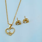Heart Shape LOVE Pendant and Stud Earring Set Anti-Tarnish Korean Jewelry
