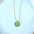 Daffodil Square Pendant Necklace  Anti-Tarnish Korean Jewelry