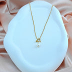 Delicate Pearl Drop Necklace with Initial Charm  Anti-Tarnish Korean Jewelry