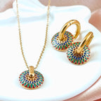 Korean Anti-Tarnish Gold and Multi-Color Enamel Circle Jewelry Set