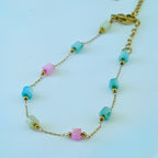 Pastel Cube Bead Anti-Tarnish Korean Chain Bracelet