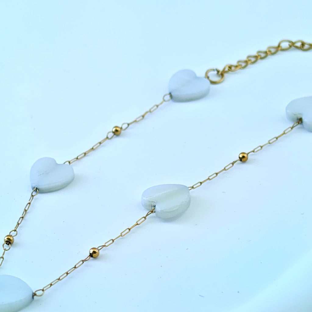 Mother of Pearl Heart Anti-Tarnish Korean Chain Bracelet